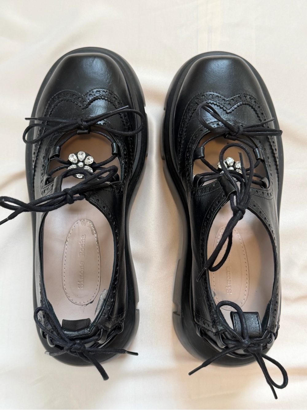 Simone Rocha Black Open Lace Up Brogue - Picture 7 of 10